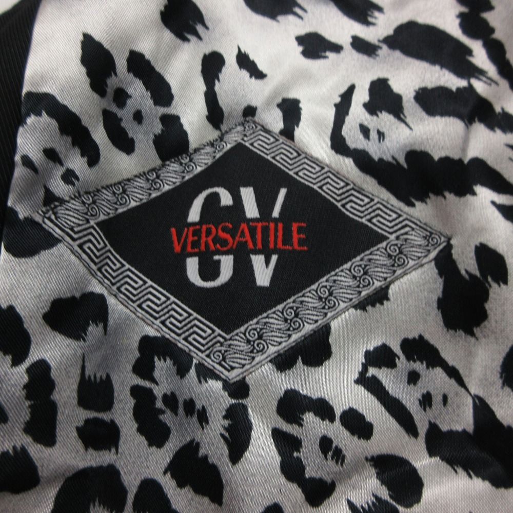Versace Trench Coat Animal Pattern Lining Nylon Double Breasted Epaulette Black — view 7