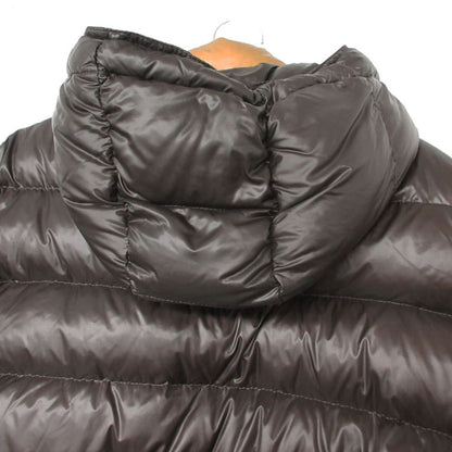 Moncler Down Jacket Marque with Hood Zip Up Ribbed Hem Brown — view 6