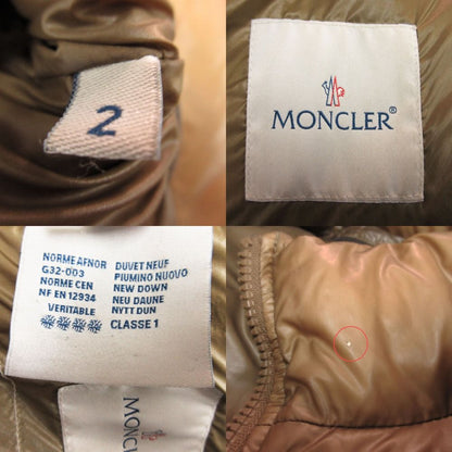 Moncler Down Jacket Marque with Hood Zip Up Ribbed Hem Brown — view 9