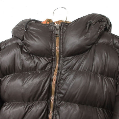 Moncler Down Jacket Marque with Hood Zip Up Ribbed Hem Brown — view 4