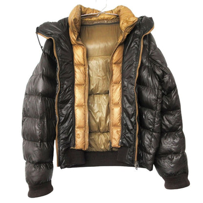 Moncler Down Jacket Marque with Hood Zip Up Ribbed Hem Brown — view 7