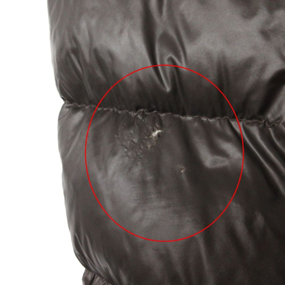 Moncler Down Jacket Marque with Hood Zip Up Ribbed Hem Brown — view 5