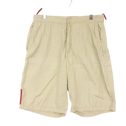 Prada Sports Pants Rubber Logo Cotton Half Beige