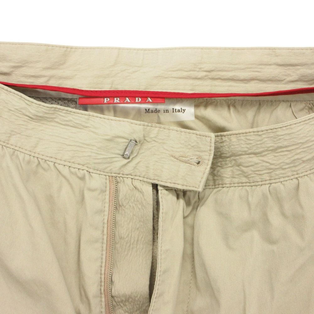 Prada Sports Pants Rubber Logo Cotton Half Beige — view 3