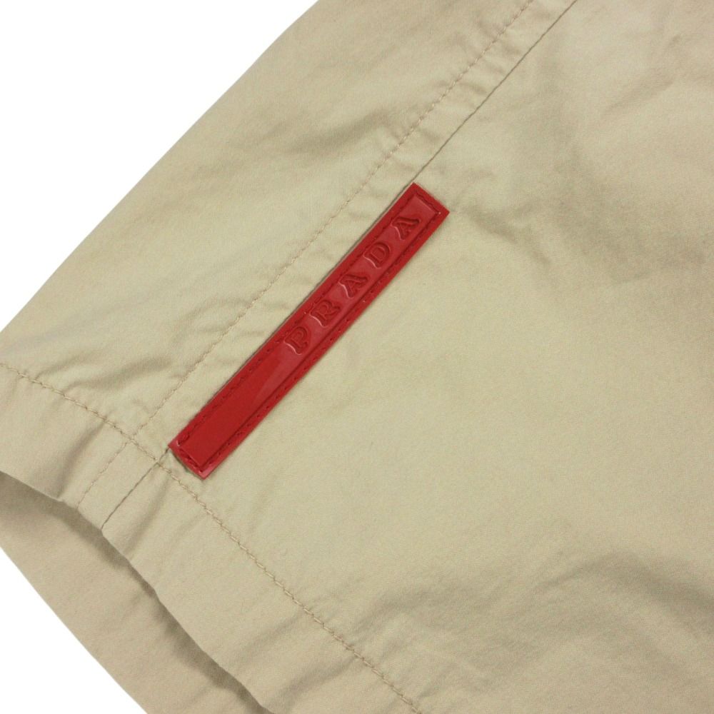 Prada Sports Pants Rubber Logo Cotton Half Beige — view 5