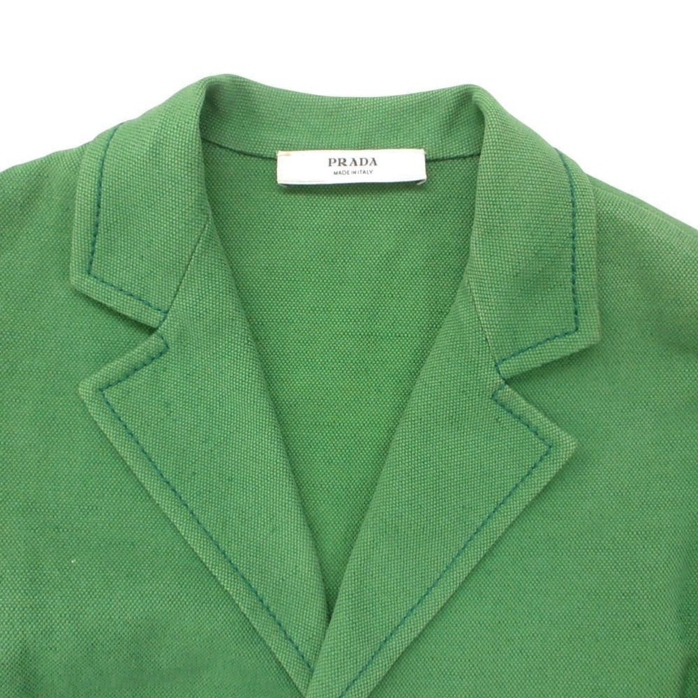 Prada Che Star Coat Cotton Linen Outer Jacket Green — view 4
