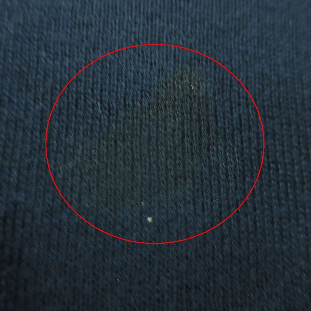 Moncler Knit V-neck Patch Tricolor Line Rib Cuffs Long Sleeve Cotton Top Navy — view 6