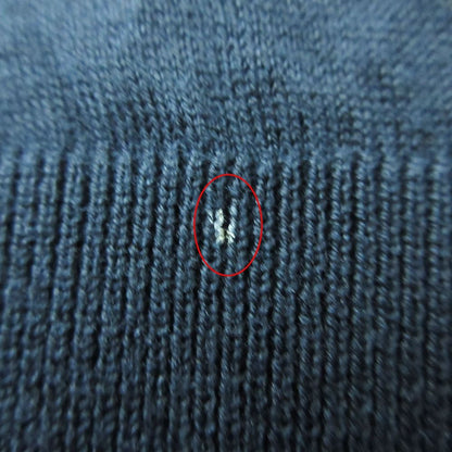 Moncler Knit V-neck Patch Tricolor Line Rib Cuffs Long Sleeve Cotton Top Navy — view 8