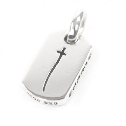 Chrome Hearts D T Tny RS Crs Tiny Dog Tag RS Cross Necklace Charm Pendant Silver
