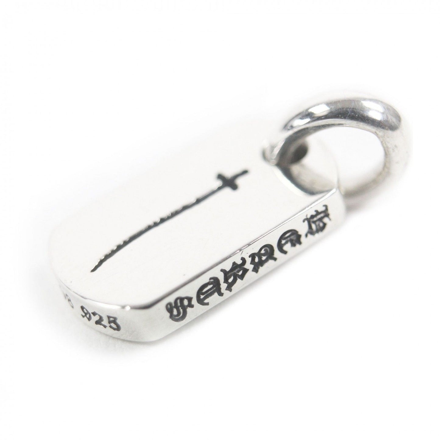 Chrome Hearts D T Tny RS Crs Tiny Dog Tag RS Cross Necklace Charm Pendant Silver — view 3