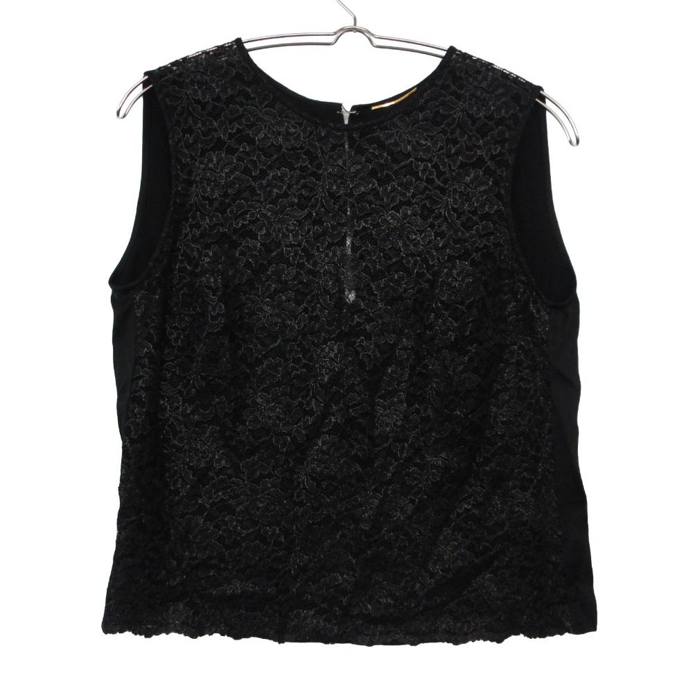 Saint Laurent Paris Blouse Lace Top Sleeveless Pullover Black Sweater