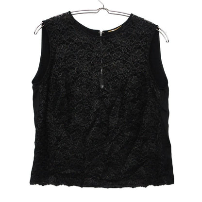 Saint Laurent Paris Blouse Lace Top Sleeveless Pullover Black Sweater
