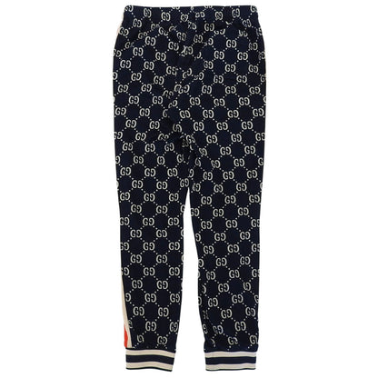 Gucci Cotton 100% GG Jacquard Side Line Jogging Pants Navy Multi XL — view 2