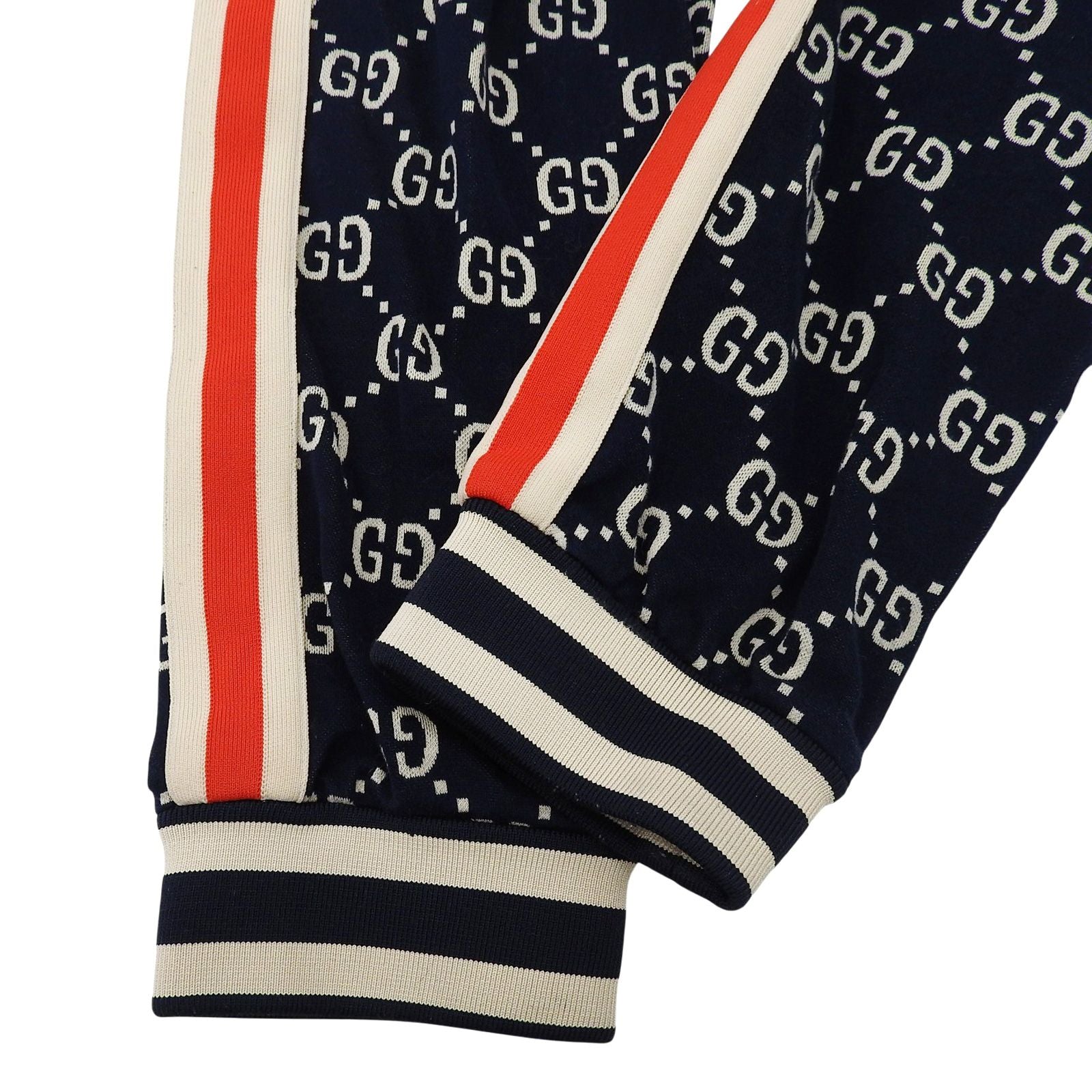 Gucci Cotton 100% GG Jacquard Side Line Jogging Pants Navy Multi XL — view 4