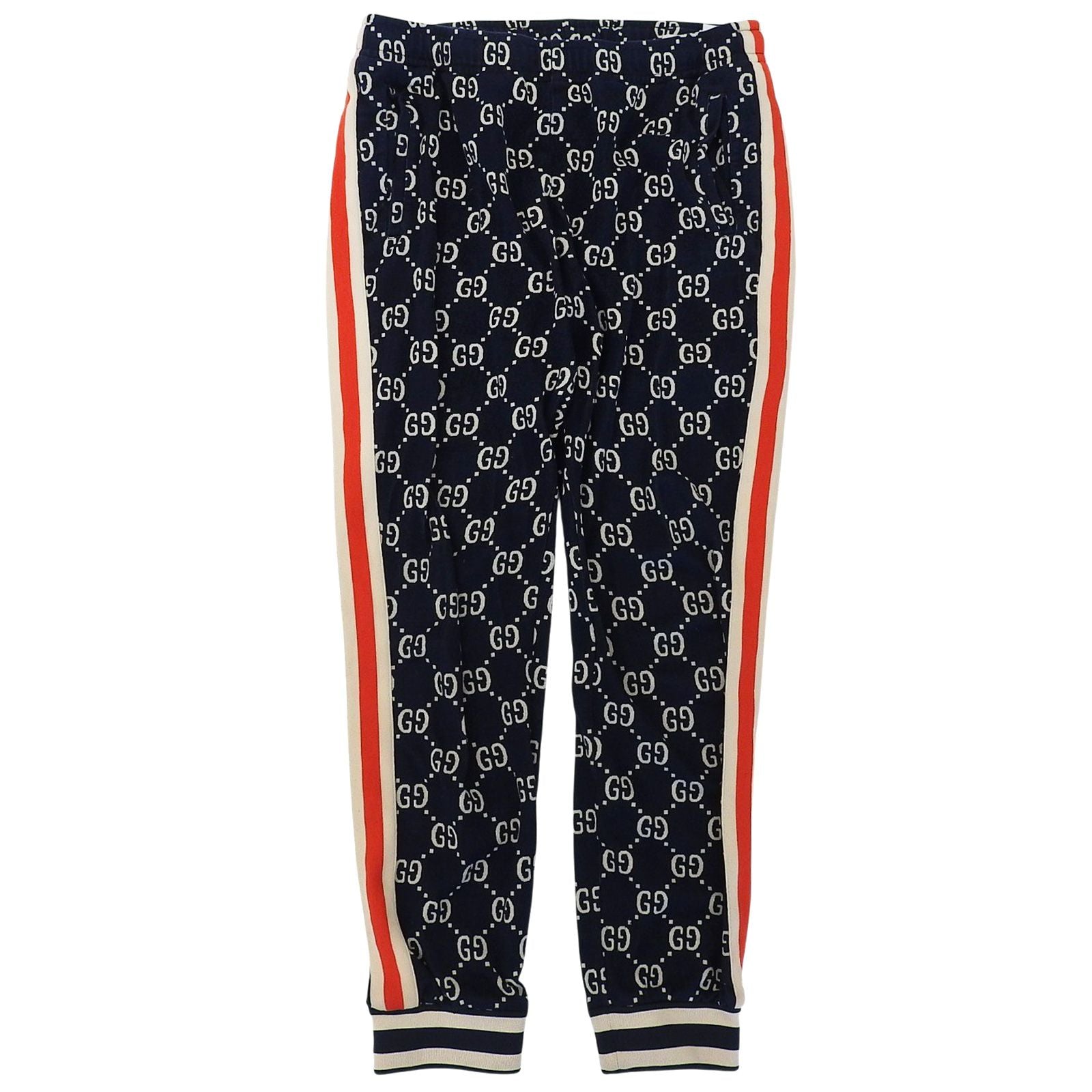Gucci Cotton 100% GG Jacquard Side Line Jogging Pants Navy Multi XL
