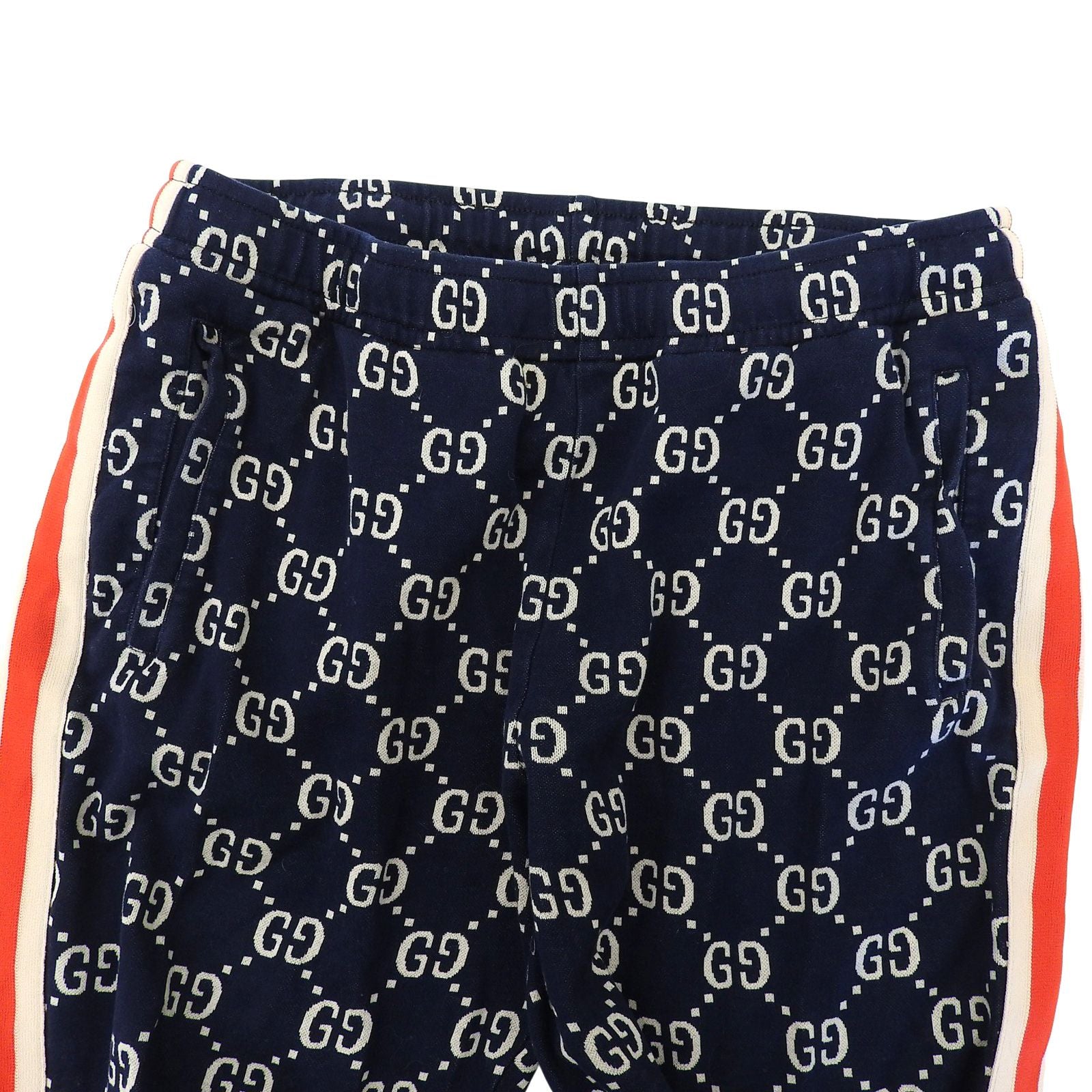 Gucci Cotton 100% GG Jacquard Side Line Jogging Pants Navy Multi XL — view 3