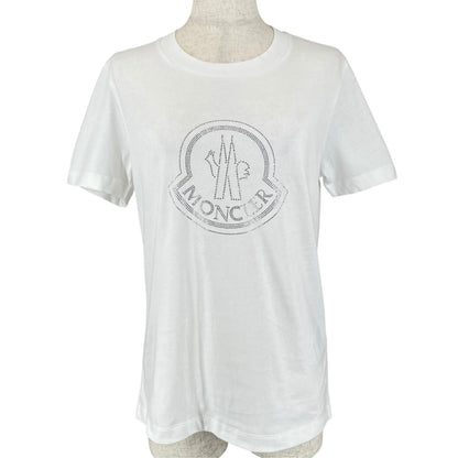 Moncler Cotton 100% Logo Line Stone Decoration Short Sleeve T-Shirt White