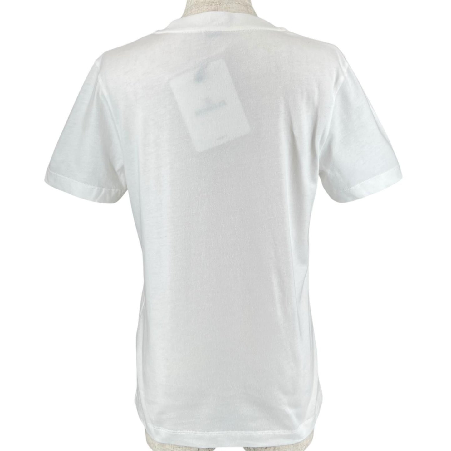 Moncler Cotton 100% Logo Line Stone Decoration Short Sleeve T-Shirt White — view 2