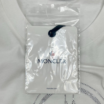 Moncler Cotton 100% Logo Line Stone Decoration Short Sleeve T-Shirt White — view 7