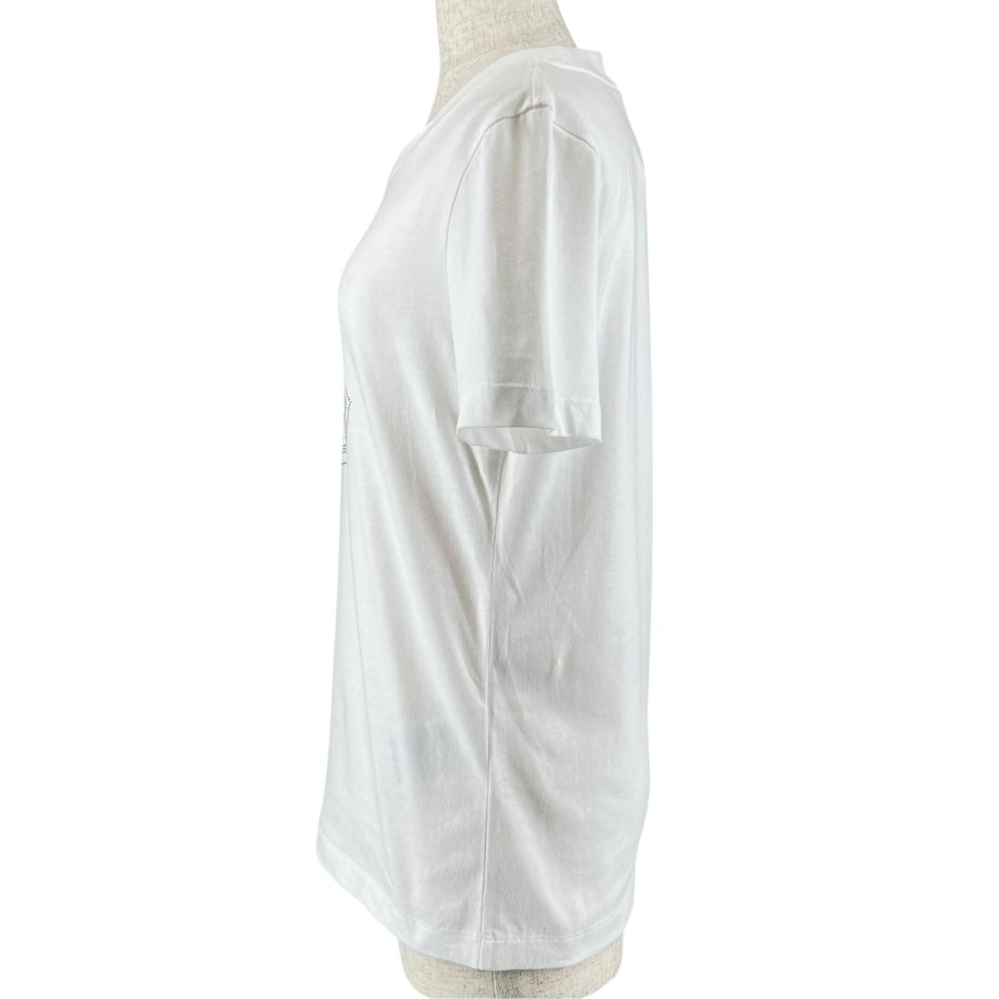 Moncler Cotton 100% Logo Line Stone Decoration Short Sleeve T-Shirt White — view 4