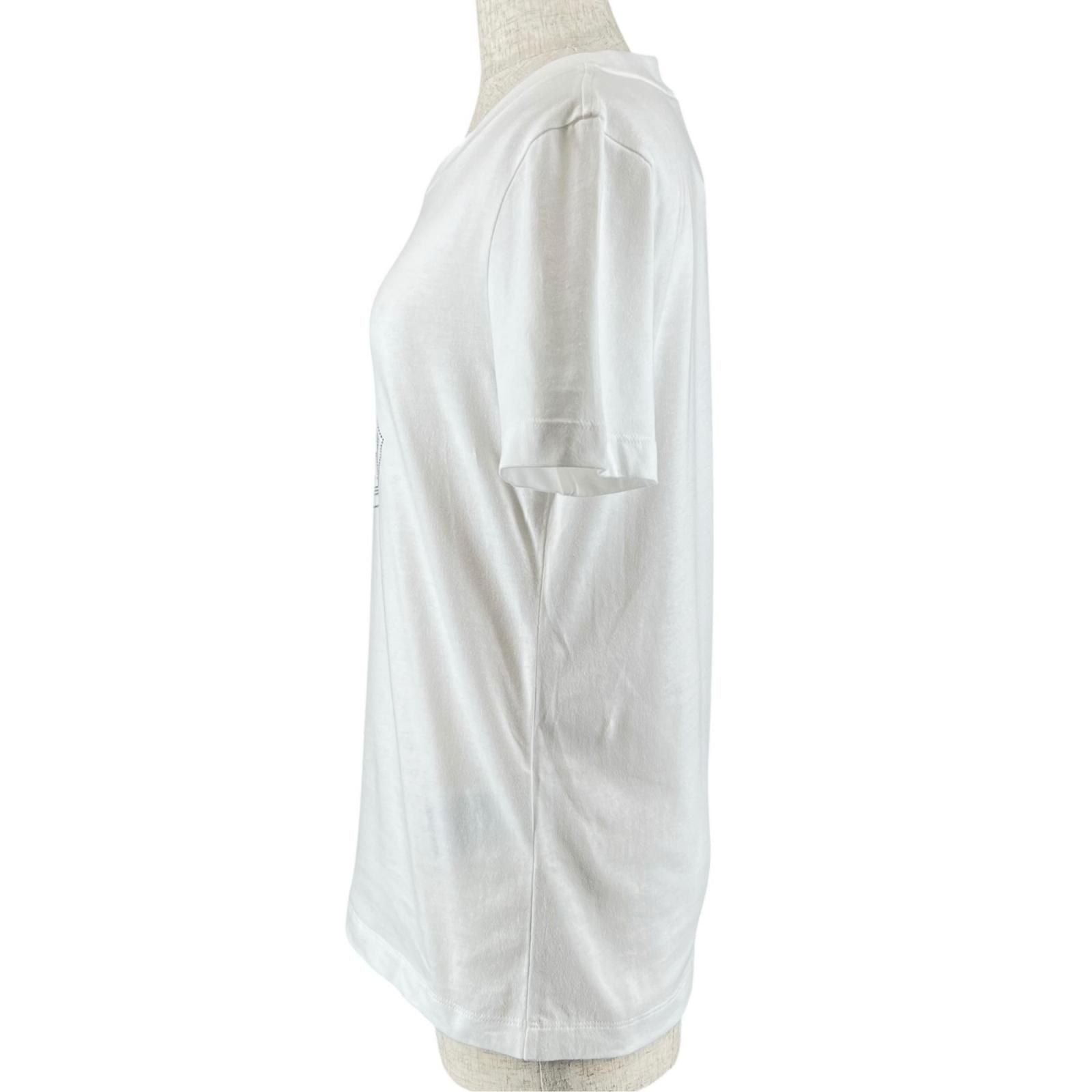 Moncler Cotton 100% Logo Line Stone Decoration Short Sleeve T-Shirt White — view 4