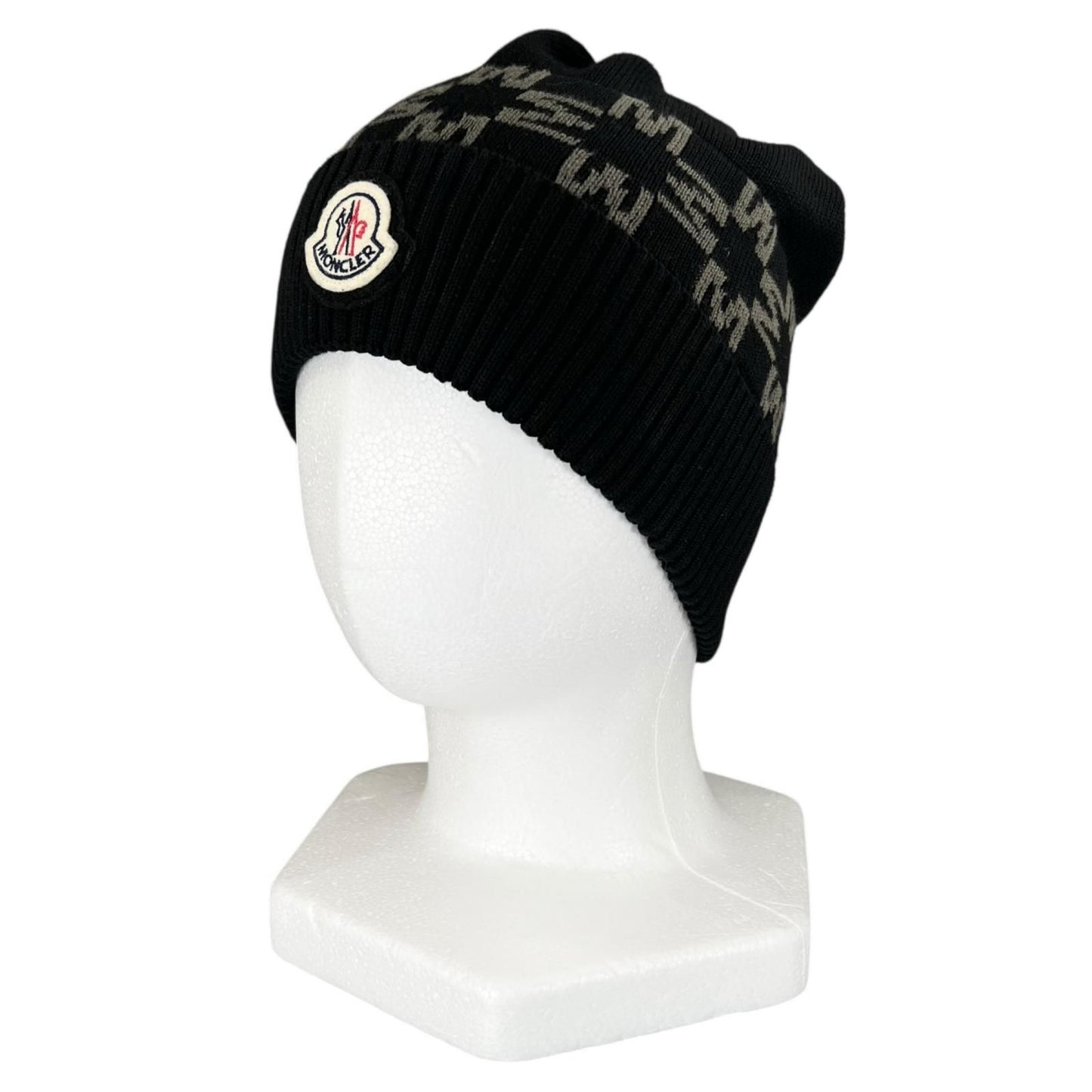 Moncler Berretto Cotton Logo Patch Knit Cap Black Uni Hat