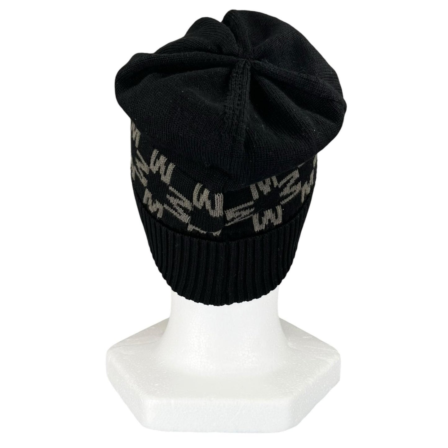 Moncler Berretto Cotton Logo Patch Knit Cap Black Uni Hat — view 4