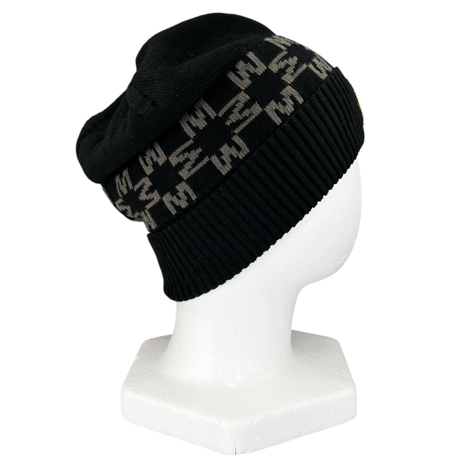 Moncler Berretto Cotton Logo Patch Knit Cap Black Uni Hat — view 5