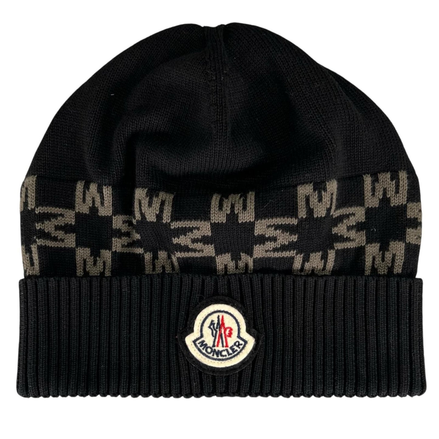 Moncler Berretto Cotton Logo Patch Knit Cap Black Uni Hat — view 6