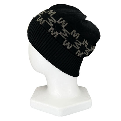 Moncler Berretto Cotton Logo Patch Knit Cap Black Uni Hat — view 3