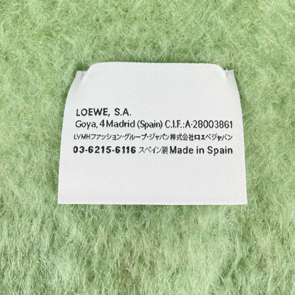 Loewe Mohair Wool Anagram Leather Patch Fringe Scarf Green — view 6