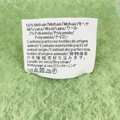 Loewe Mohair Wool Anagram Leather Patch Fringe Scarf Green — view 7