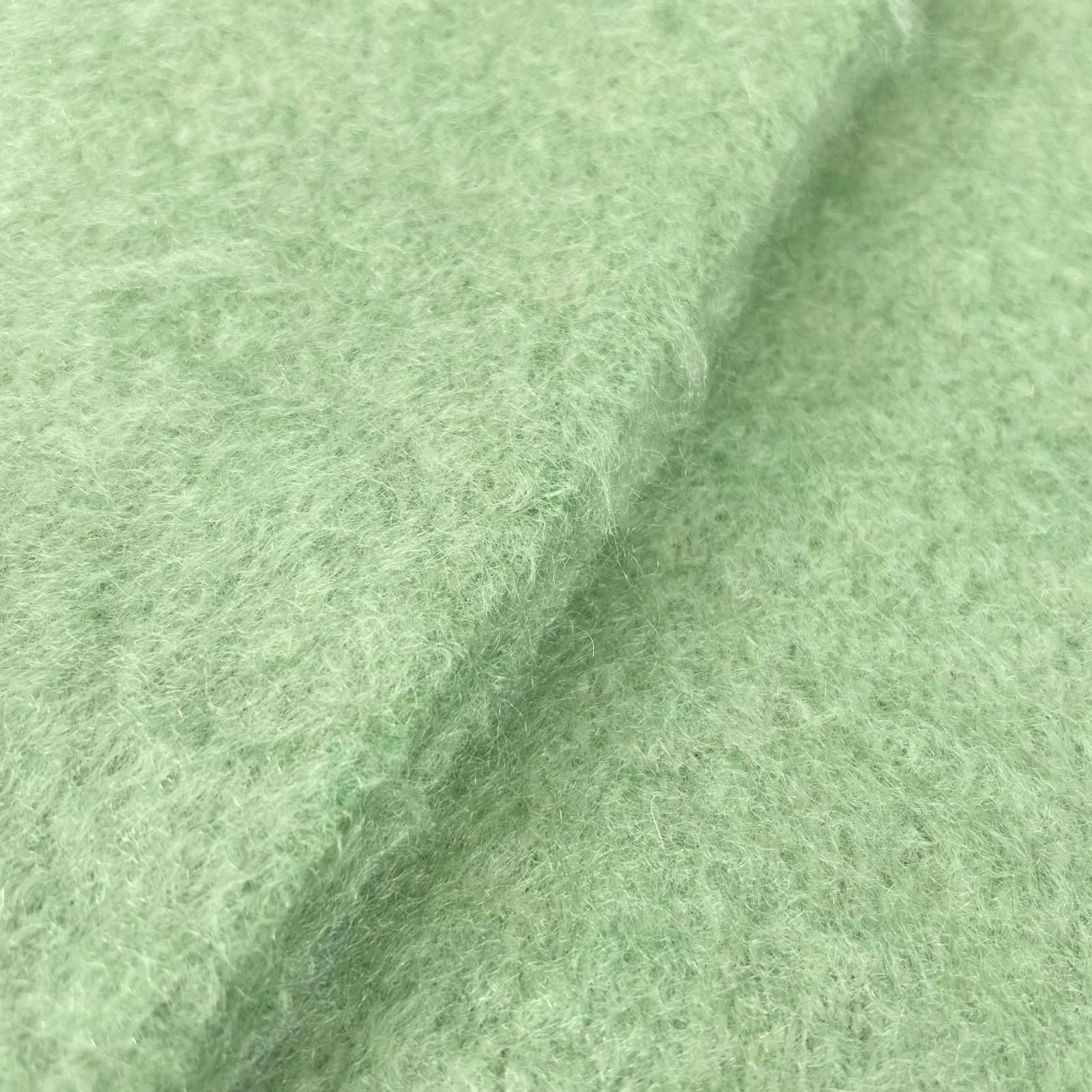 Loewe Mohair Wool Anagram Leather Patch Fringe Scarf Green — view 3