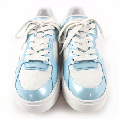 Louis Vuitton Time Out Line Leather Monogram Low Cut Sneakers Light Blue White — view 3