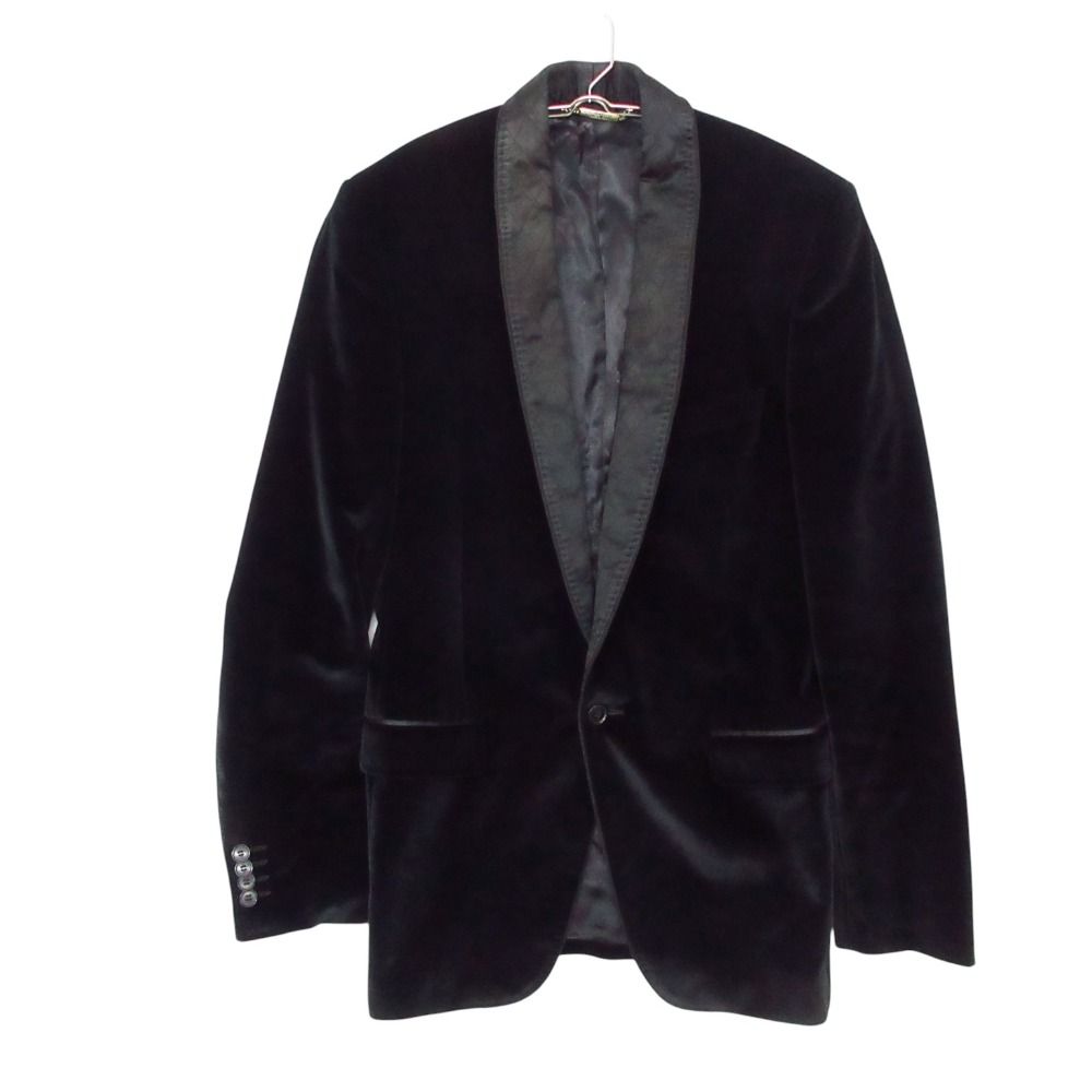 Dolce & Gabbana Tailored Jacket Quilted Shawl Collar Velour Black