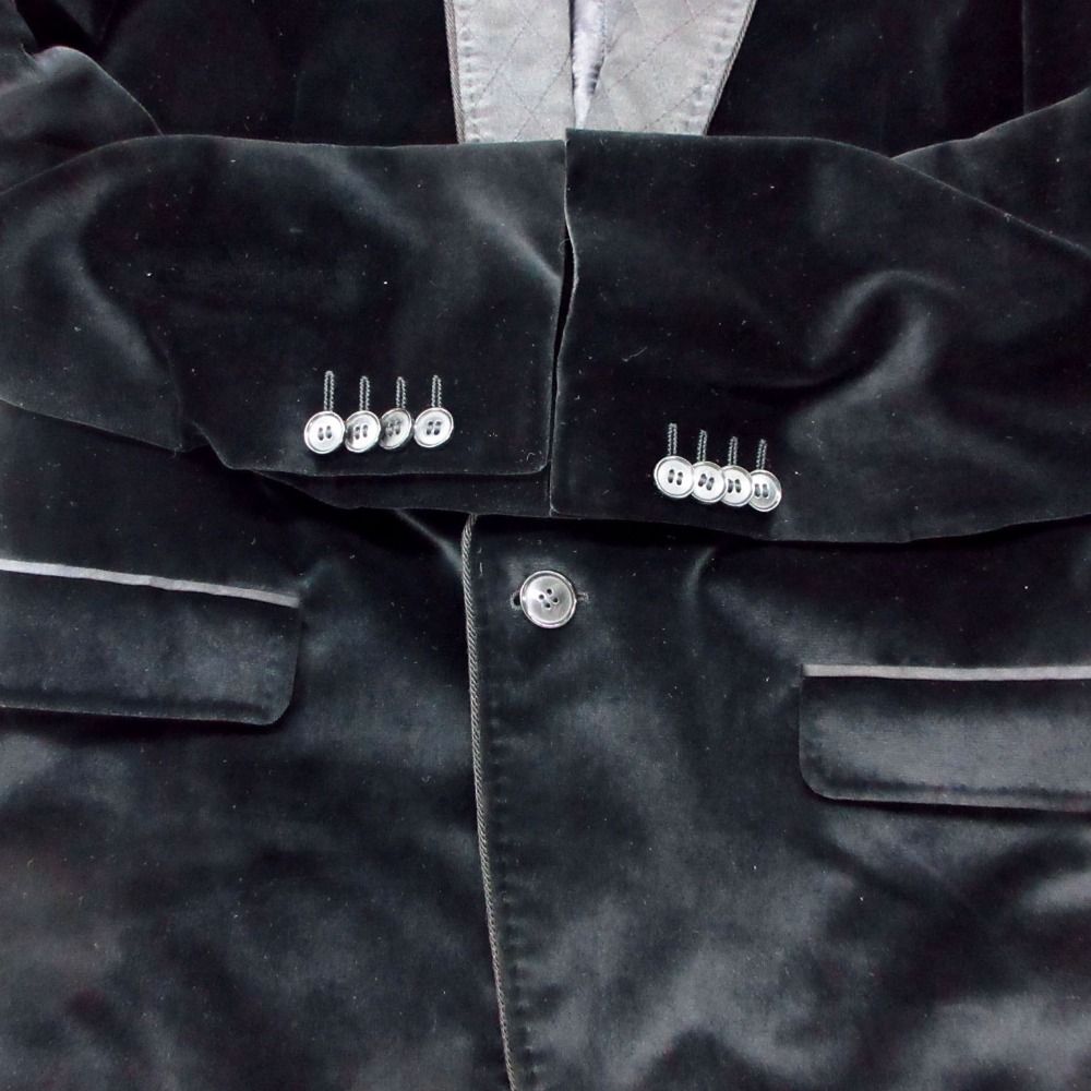 Dolce & Gabbana Tailored Jacket Quilted Shawl Collar Velour Black — view 5