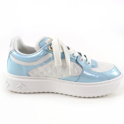Louis Vuitton Time Out Line Leather Monogram Low Cut Sneakers Light Blue White — view 5