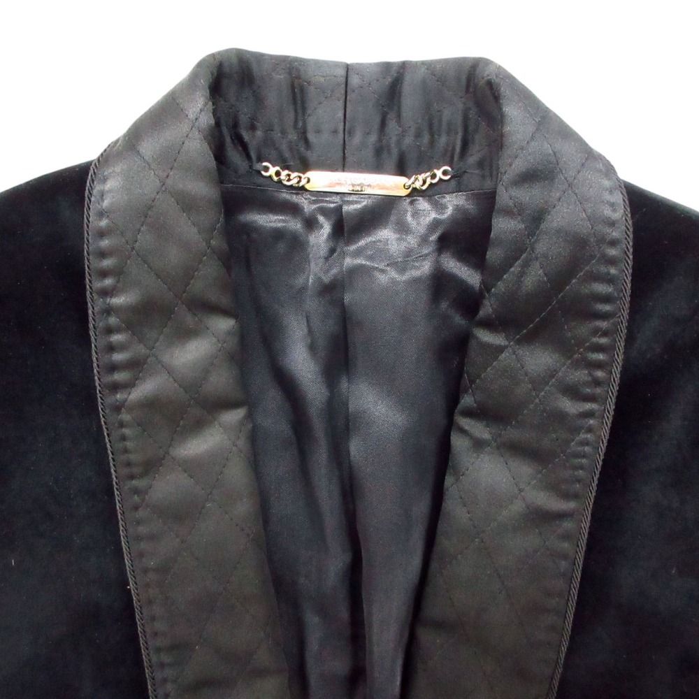 Dolce & Gabbana Tailored Jacket Quilted Shawl Collar Velour Black — view 4