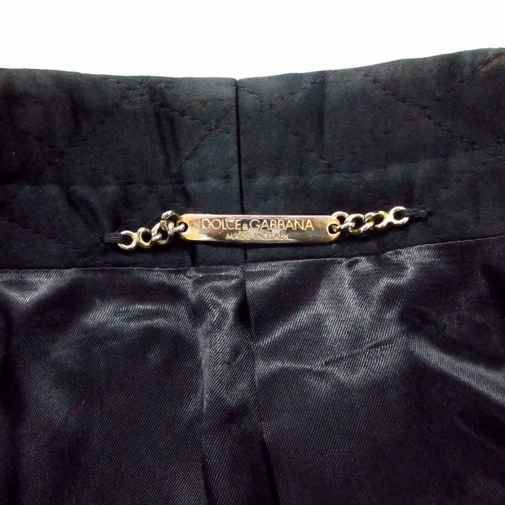 Dolce & Gabbana Tailored Jacket Quilted Shawl Collar Velour Black — view 6