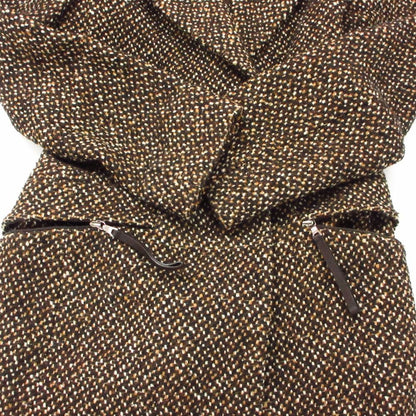 Prada Suit Tweed Coat Skirt Set Virgin Wool Brown 38 — view 6