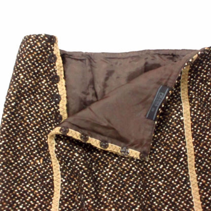 Prada Suit Tweed Coat Skirt Set Virgin Wool Brown 38 — view 8
