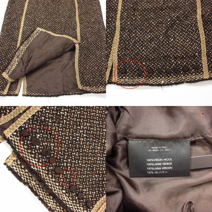 Prada Suit Tweed Coat Skirt Set Virgin Wool Brown 38 — view 9