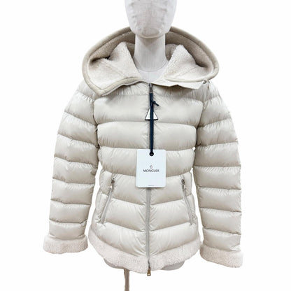 Moncler Guichard Logo Patch Lambskin Contrast Down Jacket Beige 1