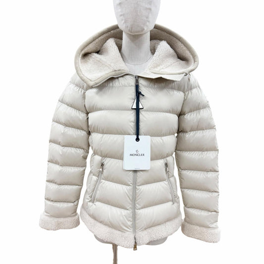 Moncler Guichard Logo Patch Lambskin Contrast Down Jacket Beige 1