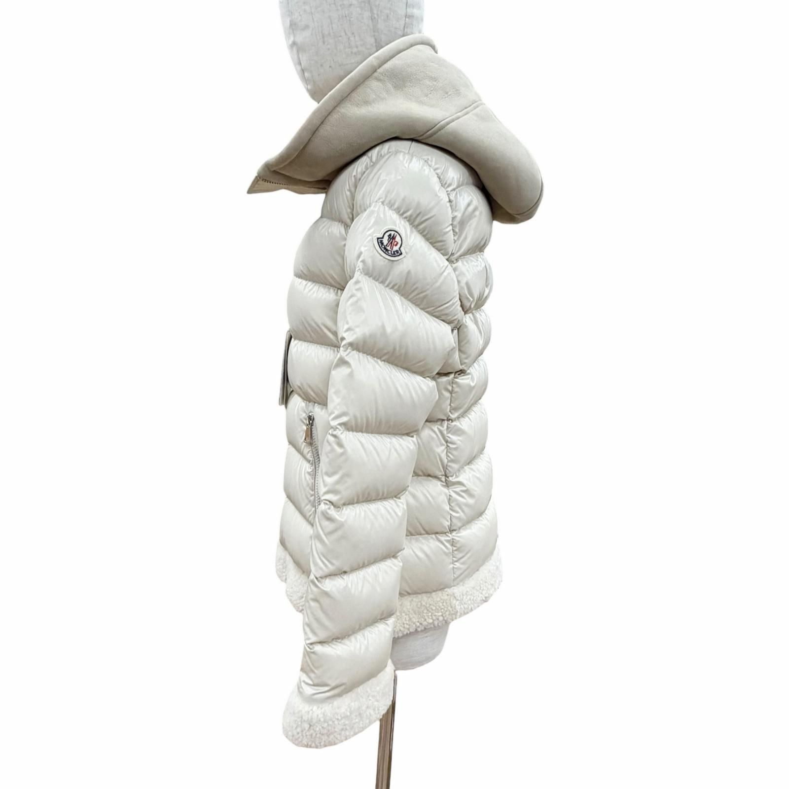 Moncler Guichard Logo Patch Lambskin Contrast Down Jacket Beige 1 — view 2