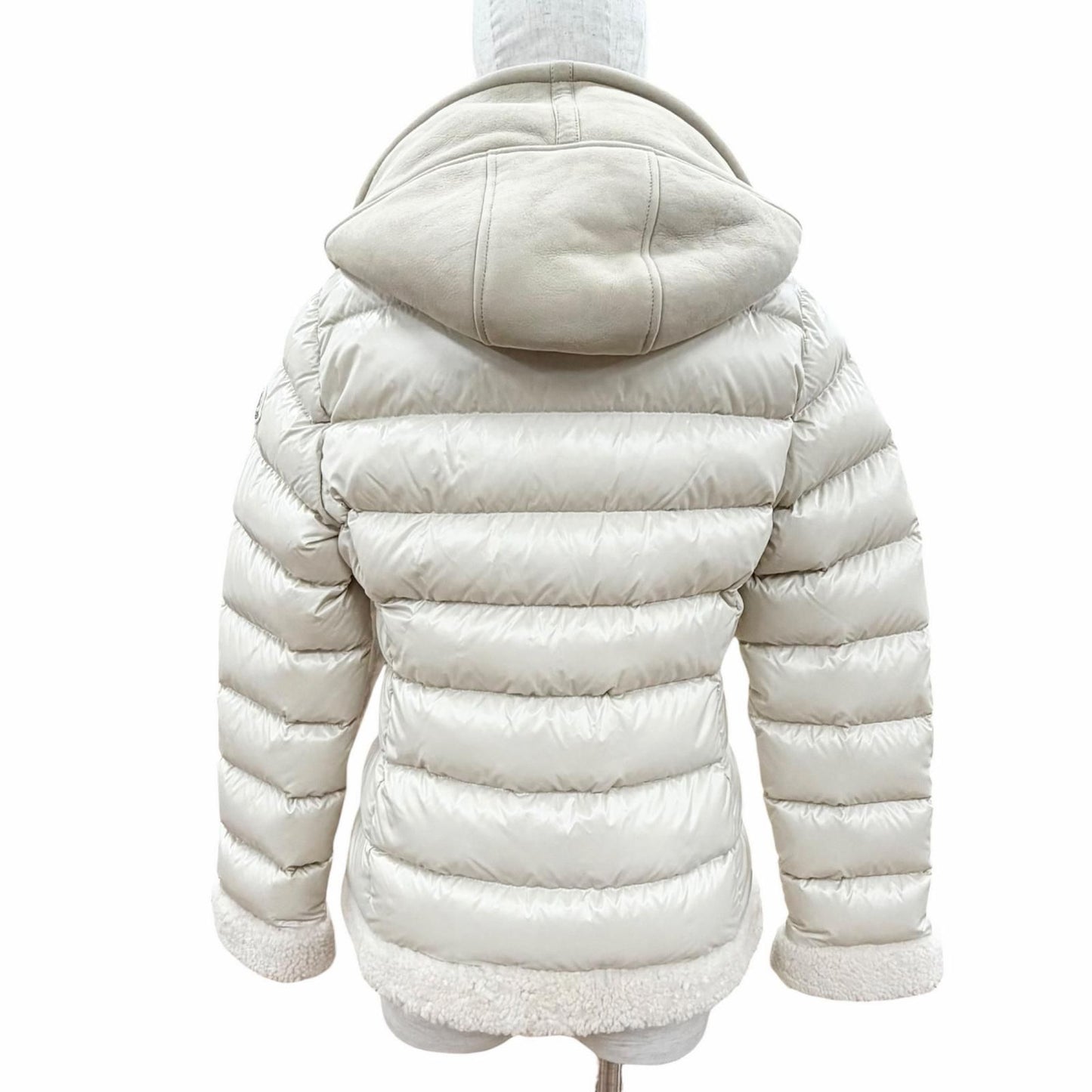 Moncler Guichard Logo Patch Lambskin Contrast Down Jacket Beige 1 — view 3