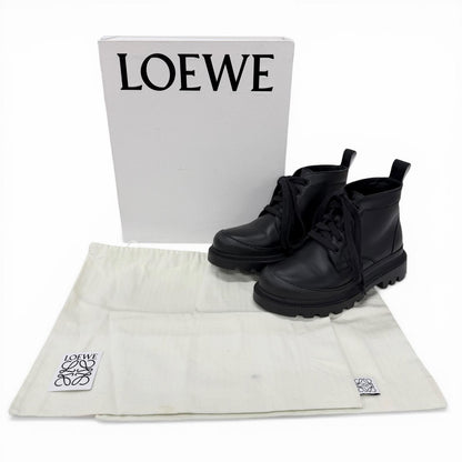 Loewe Mid Cut Combat Boots Leather Short Black — view 2
