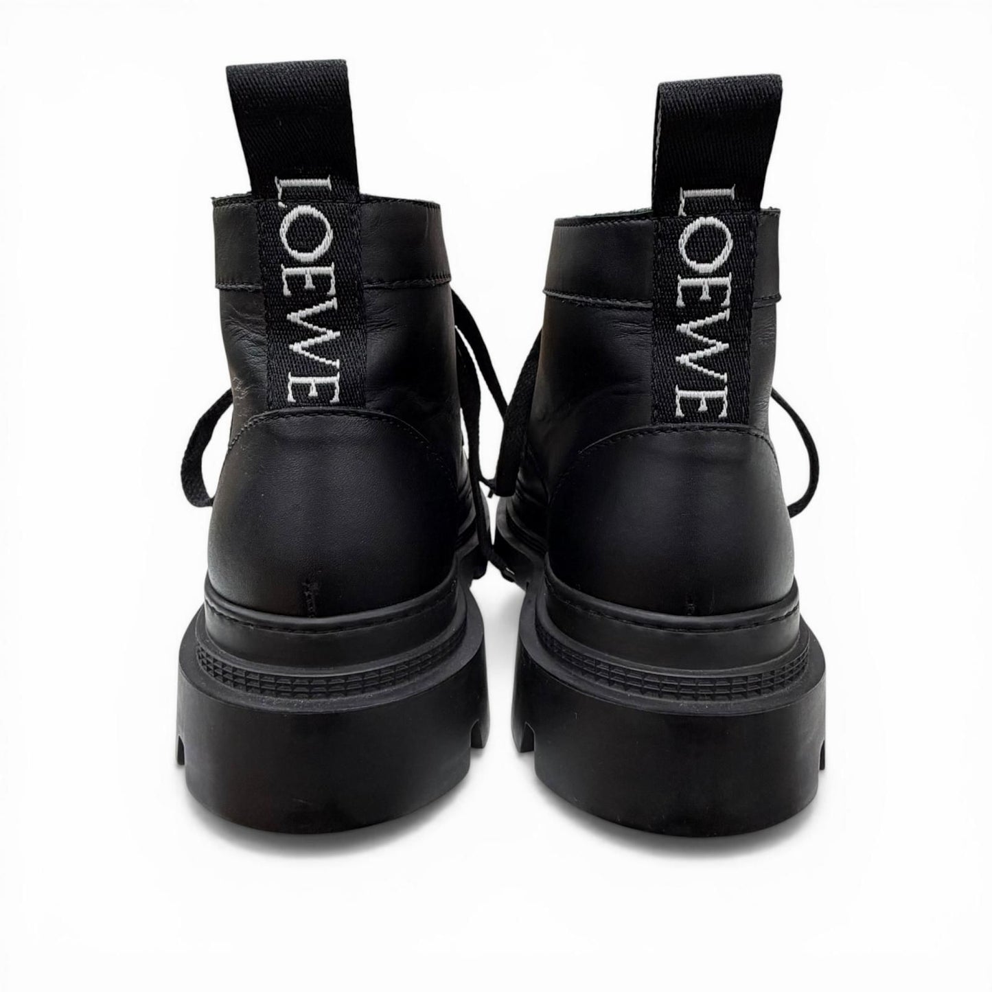 Loewe Mid Cut Combat Boots Leather Short Black — view 5
