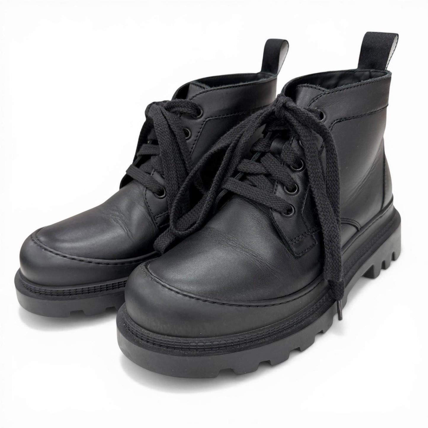Loewe Mid Cut Combat Boots Leather Short Black