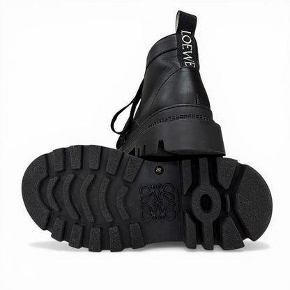 Loewe Mid Cut Combat Boots Leather Short Black — view 8